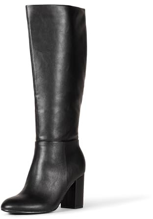 Amazon Essentials Damen Stiefel mit hohem Absatz, Schwarz Kunstleder, 38 EU Weit