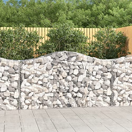 CIADAZ Gaviones con arco alto, 14 unidades, cestas de gaviones, bancal elevado, cesta de piedra, rejilla de gaviones, cesta de alambre para plantas, espiral de hierbas para jardín, 200 x 50 x 100/120