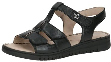 CAPRICE Sandali Bassi da Donna in Pelle con Chiusura a Strappo, Nero (Black Nappa), 38 EU