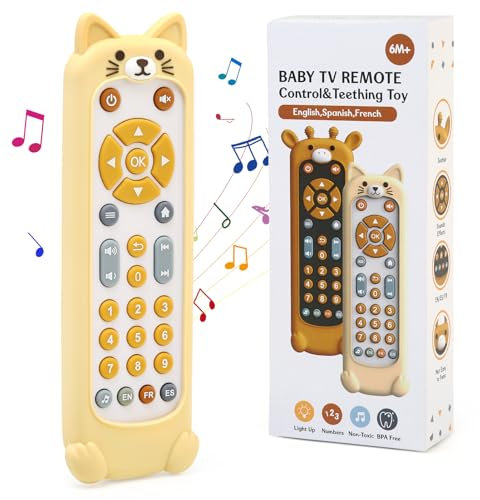 LEADSTAR Juguete de control remoto para TV para bebé, juguete musical con luz y cubierta de mordedor, regalo educativo temprano sensorial para niños y niñas a partir de 6 9 12 18 meses