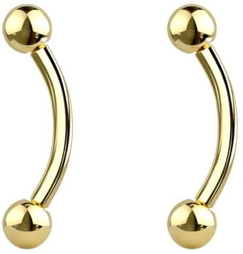 Juveltunna par böjda barbeller ögonbryn piercing smycken barer rock daith banan bar 16G (1,2 mm) 6 mm 8 mm 10 mm 12 mm längd med 3 mm boll x 2 st, 8mm, 316L kirurgiskt stål