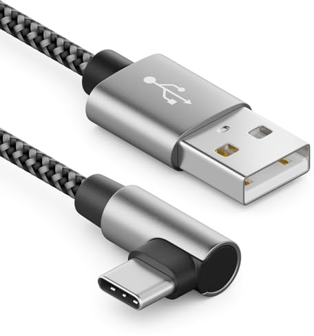 deleyCON 0,5m USB-A till USB-C Kabel - USB C Kontakt 90° Vinklad - Kort 50cm A till C Laddkabel för iPhone 17 15 16 Pro Max Air Samsung S26 S25 S24 Pixel iPad Pro MacBook Air Surfplattor Switch PS5