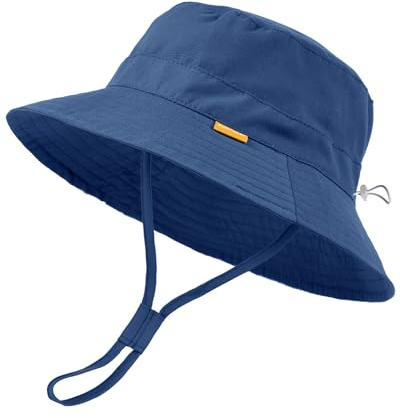 FURTALK Baby Sun Hat Toddler Boys Girls Bucket Hat for Kids UPF 50+ Sun Protective Child Summer Beach Caps, Navy Blue, 6-24 Months