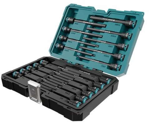 LIBRATON Juego de Vaso de Impacto con Puntas Hexagonal de 3/8, Acero S2, Juego de 20 Llaves de Vasos Allen de Impacto de Largas, Vasos de Impacto Allen Métrica y SAE, Llaves de Vaso Allen de 6, Caja