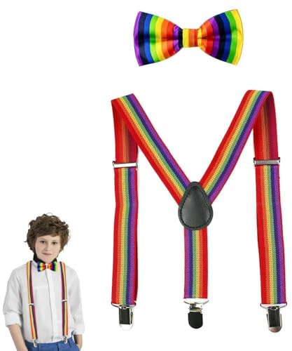 Azlanway Set Bretelle e Papillon Bambini, Regolabili, Design a Y, Clip in Metallo Resistenti, Accessorio Elegante per Matrimoni, Compleanni, Feste, Carnevale, Cerimonie,Universali per Ragazzi e Raga