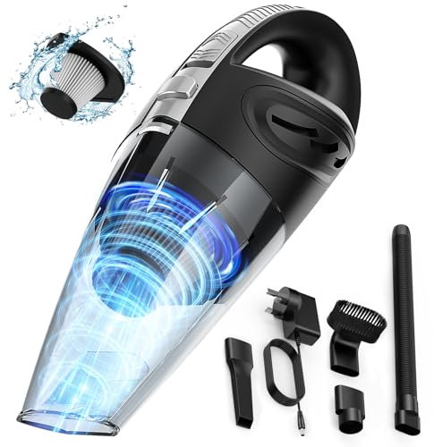 Handheld Vacuum Cleaner, 120W Car Vacuum Cleaner Cordless, Mini Portable Rechargeable Hand Held Vacuum Cordless, Car Hoovers Cordless Powerful with HEPA Filters for Home and Car Carpets Pet Hair