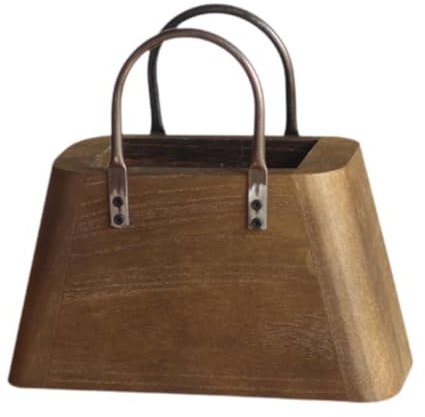 Qianly Wooden Purse Vase for Flowers Flower Holder Handbag Shape Home Decor Floral Vase Unique Decorative for Bedroom Kitchen