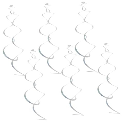 CIYODO 6 Piezas Decoraciones Colgantes de Serpentinas Holográficas para Fiestas Doble Plata para Bodas Cumpleaños Shower y Celebraciones Festivas