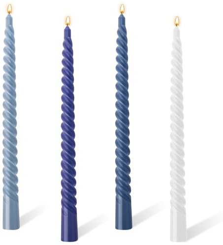 10'' Long Tapered Candles, Pack of 4 Twisted Gradient Dinner Candles, Non Drip Non Scented Spiral Coloured Candle for Candlesticks Table Dinner Christmas Halloween Home Decor
