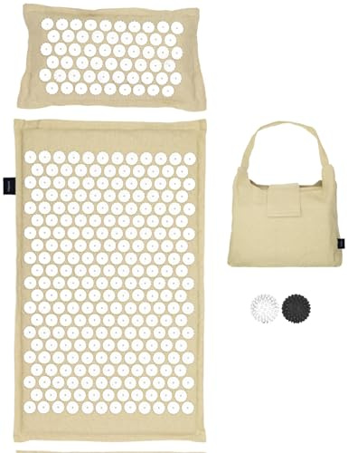 LifeGoods Eco - Esterilla de acupresión con cojín, alfombrilla de acupresión, alfombrilla de acupresión, esterilla de acupuntura, esterilla de masaje, espalda y púas, estera de faquir