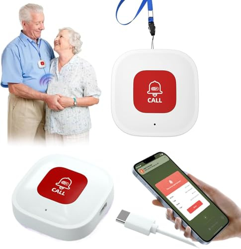 WiFi Pulsante Salvavita Anziani Sistema di Allarme di Emergenza per i Cittadini Anziani Pazienti Disabili Anziani (Supporto solo 2.4GHz Wi-Fi) (WiFi Pulsante (Non è necessario alcun ricevitore))