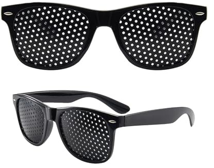 Vextpiratory 2 Pack Pinhole Glasses, Grid Glasses For Eye Training And Relaxation, Pinhole Glasses With Small Hole Design To Reduce Eye Fatigue For Men Women Adults (Black)
