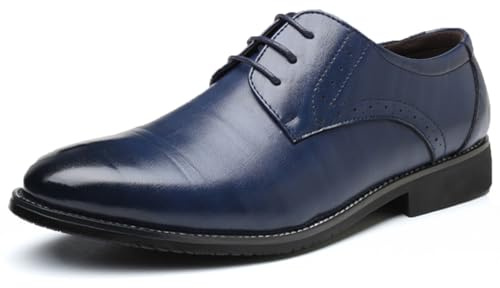 TvzsiY Chaussures habillées à Bout Pointu pour Hommes Chaussures Oxford Confortables et Respirantes pour l'extérieur, Le Travail, Les Mariages,Bleu,41 EU