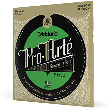 D'Addario Gitarrensaiten Konzertgitarre | Akustikgitarre | Akustik Gitarre Saiten | Classical Guitar Strings | EJ25C Saitensatz Pro-Arte Clear Nylon Composite Flamenco