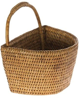 KOUBOO La Jolla Rattan Wall Storage Basket with Handle, Hanging Basket, Decorative, Storage Bin for Plants, Flowers, Home Office Organizer, Honey Brown, Small