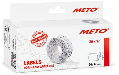 Original Meto Preisauszeichner Etiketten (26x12 mm, 6.000 Stück, weiß, multifunktion permanent - tiefkühl, Preisetiketten für Meto, Hutner, Avery, Contact, Sato, Tovel etc.)