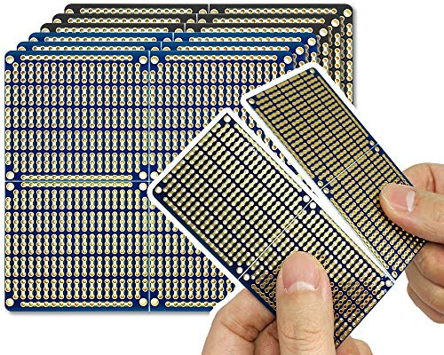 ElectroCookie PCB Prototype Board, Snappable Strip Board with Power Rails for Electronics Projects Compatible for DIY Arduino Soldering Projects, Gold-Plated, 3.8x3.5 (6 Pack, 3Blue+3Black)
