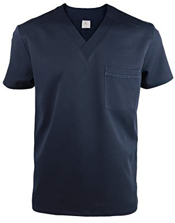 JONATHAN UNIFORM Blouse Medicale Homme Stretch Manche Courte, Tunique Médicale Homme pour Medecin Dentiste Clinique Pharmacie (Bleu Marine, XL)