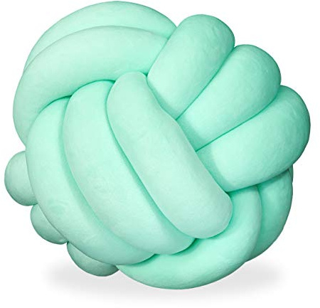 Relaxdays Cojín Nudo con Diseño Nórdico para el Sofá, Poliéster y Gomaespuma, Verde Menta, Diámetro 25 cm