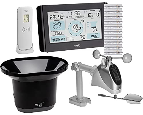 TFA Dostmann 35.1161 trådlös väderstation WEATHER PRO med vind och regnmätare, med batterier