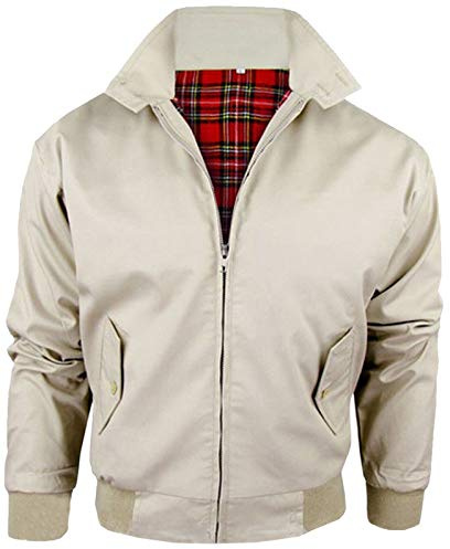 Mens Harrington Jacket Vintage Retro Bomber Mod Coat UK Classic Style Plus Size