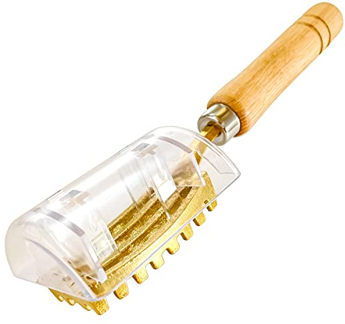 YAMASAN KYOTO UJI Fish Scale Remover with Brass Serrated Sawtooth Box and Wooden Handles from Tsubame-Sanjo, Japan