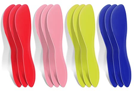 Prasacco 12 coltelli da burro in plastica, versatili, per glassare formaggio, crema, glassa, marmellata, rosso, verde, rosa, blu, 17,8 x 3,6 cm