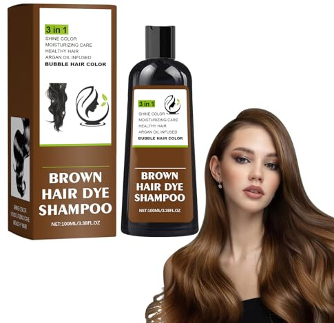 Shampoo Colorante per Capelli, Tintura per Capelli a Bolle Vegetali, Tintura per Capelli Naturale a Base Vegetale, Tintura Naturale per Capelli Vegetale Shampoo Colorante a Bolle Vegetali Marrone