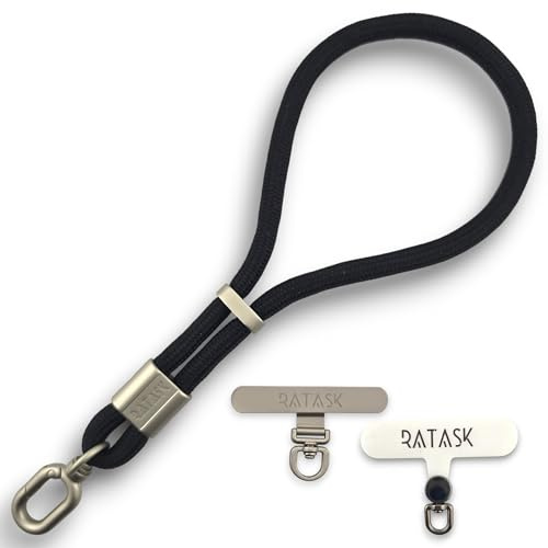 RATASK Adjustable Wrist Strap Lanyard, Rope Lanyard Wrist Strap for Mobile Phones, Cameras, Keyring,Phone Accessory Pendant, (Black)