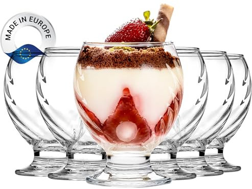 Crystalia Modern Eisschalen 6er Set 280ml, 100% Bleifrei, Mit Fuß, Dessertschalen, Glass Ice Cream Cups, Trinkgläser, Eisbecher