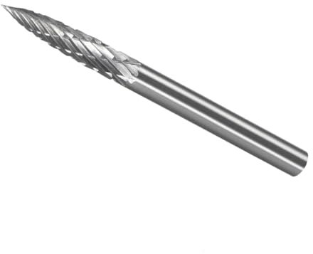 CoCud Tungsten Carbide Rotary Burrs File, 1/8 Shank 1/8 Dia, Double Cut Cone Shape Rotary Burrs Tool - (Applications: for Metal Carving)
