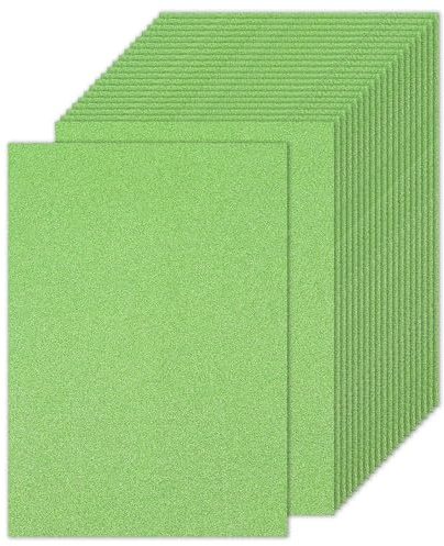 PATIKIL 20 Feuilles De Papier Cartonné Pailleté Vert Clair 8.5 x 11 Pouces, Papier Cartonné Pailleté Rectangle Papier Brillant Premium 250gsm Pour Scrapbook Carte DIY Art Mariage Fête