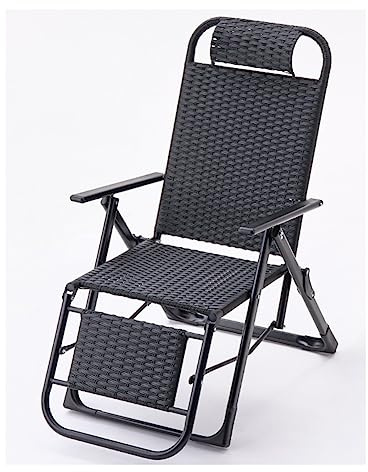 HUIBBGO Sillón reclinable Plegable de Gravedad Cero para Patio, de Mimbre y ratán, Ajustable, para Playa, Piscina, césped, Camping, Exterior e Interior, para Oficina.