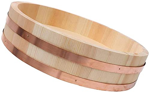 Cuenco para mezclar arroz con bandas de cobre, fondo plano grande para una fácil preparación en el hogar