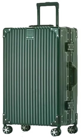 Aoliwei Maleta con marco de aluminio S (55 cm) – ligero 100 % policarbonato rígido en aspecto de metal, maletín de viaje de negocios de 35 L con TSA, 4 ruedas silenciosas de 360 °, verde, M, Carro de