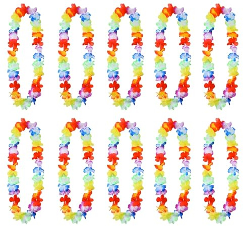 Fuayuan Lot de 12 Colliers de Fleurs Hawaïens pour Fête Tropicale