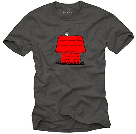 MAKAYA Maglietta Snoop Dog - T-Shirt con Stampa Cane Swag Hipster Uomo Grigio L