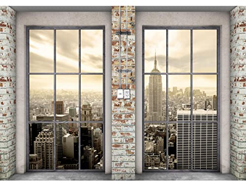 Runa Art Papel tapiz fotográfico 396 x 280 cm Ventana Nueva York | Lana Decoración De Pared Sala Cuarto | Fabricación alemana | beige 9345012c