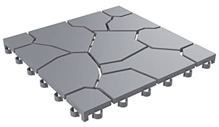 Pure Garden 12-Pack Polypropylene Interlocking Patio Deck Tiles - Weather-Resistant Outdoor Flooring for Balcony, Porch, and Garage (Gray)