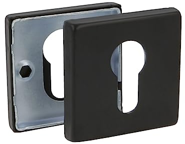 Amig - Bocallave para Manillas de Roseta Cuadrada Mod. 5RX 54 x 54 mm Embellecedor de Cerradura Para Cilindro Europerfil Acero inoxidable Negro