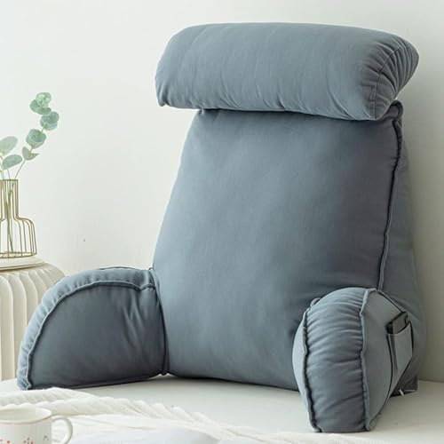 Stafeny Almohada Lectura Cama,Cojín con Respaldo Apoyo Lumbar,con Brazos,Lavable,multifunción,Ideal para Trabajar,Leer o Jugar en la Cama/Sofá/Suelo (Advanced Grey)