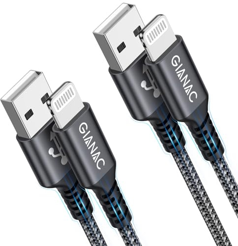 GIANAC iPhone laddningskabel 2M 2-pack laddningskabel iPhone USB Lightning kabel snabbkabel för iPhone 14,13,12,11, XS, XS Max, XR,X, 8,8Plus, 7,7Plus, 6s, 6s Plus, 6,6 Plus, iPad