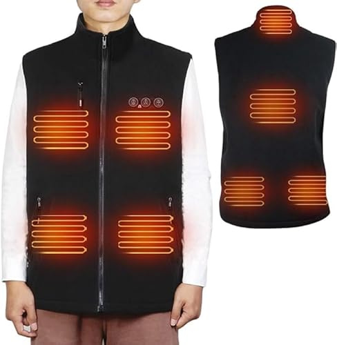 ARRIS Gilet riscaldato per gli uomini piccoli e grandi bambini, taglia regolabile elettrico caldo pile gilet W/7.4V batteria per campeggio all'aperto caccia escursionismo golf, Nero , S-3XL