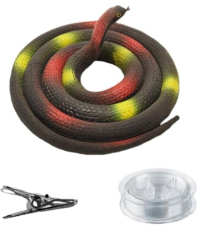 Generisch Clip-on-Schlangenstreich, Schlangenstreich mit Schnurclip, Mit Metallclip befestigter Silikon-Schlangenstreich mit Schnur, Scaring Prank Prop, einfach zusammenzubauendes multifunktionales
