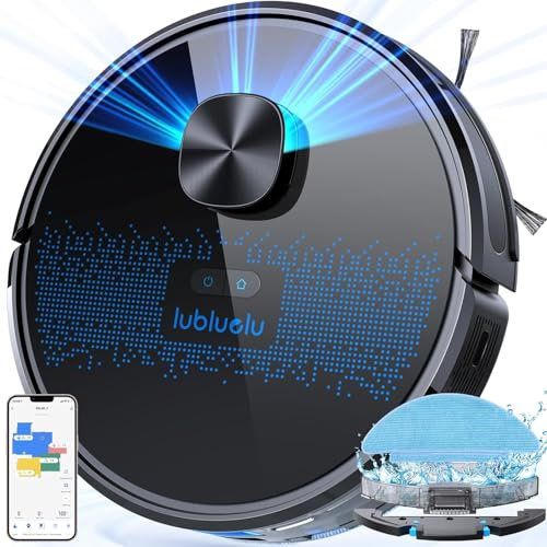 Lubluelu Robot Aspirateur Laveur 4000Pa, Aspirateur Robot 3 en 1, 10 Zones Interdites Modifiables, Navigation par Cartes Intelligent, Contrôlé par APP, Idéal pour Poils d'animaux, Sols
