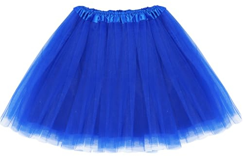 Gonna da donna, mini gonna elasticizzata, mini skater, tutù, gonna da balletto, per adulti, in tulle, per feste, costumi da ballo, blu scuro