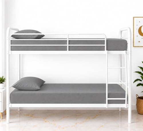 Mirha Fitted Sheet Single 2 Pack-100% Cotton Small Single Fitted Sheet 2ft 6 (75CMx190CM +26 cm)-Bunk Bed Sheets 200 Thread Count Bunk Size Fitted Sheets (Gray)