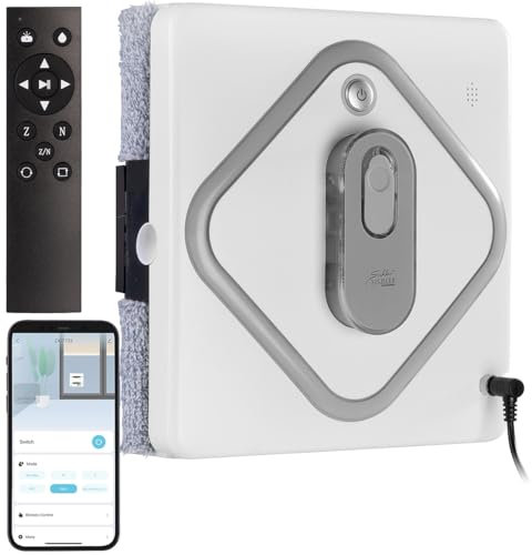 Sichler Haushaltsgeräte Fensterputzer: Profi WLAN Fensterputzroboter, Motorrollen, 3 Sprühköpfe, Remote, App (Fensterputzroboter mit Motorbürste, Smarte)