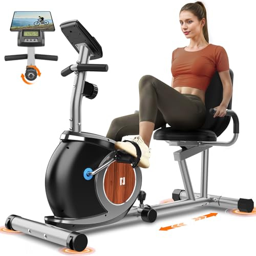 Cyclette Da Casa Con 16 Livelli Di Resistenza Magnetica, Monitor Digitale LCD, Sedile Confortevole Regolabile Ergonomica Recumbent Ergometro Per Adulti Anziani Ciclismo Fitness Fino a 120 KG (Argento)