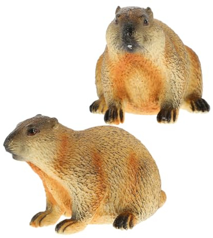 HAMPPLIES 2 pezzi Figura Decorativa Marmotta in Animale da Giardino Artificiale Realistica per Giochi Educativi e Decorazione Casa Ornamento Versatile e Sicuro per Ambienti Interni ed